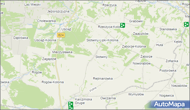 mapa Słotwiny gmina Karczmiska, Słotwiny gmina Karczmiska na mapie Targeo