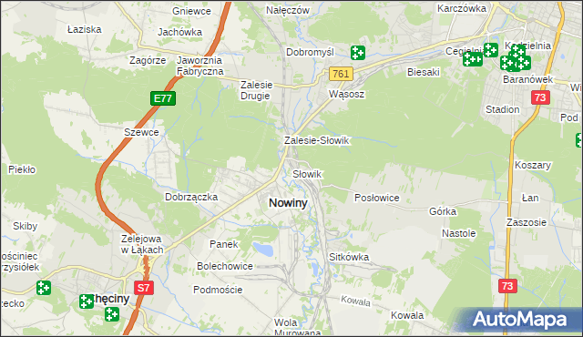 mapa Słowik gmina Sitkówka-Nowiny, Słowik gmina Sitkówka-Nowiny na mapie Targeo