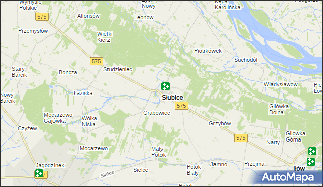 mapa Słubice powiat płocki, Słubice powiat płocki na mapie Targeo