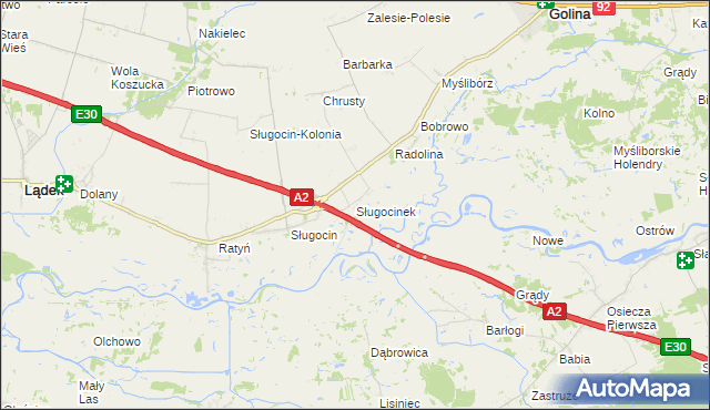 mapa Sługocinek, Sługocinek na mapie Targeo