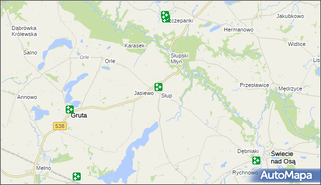 mapa Słup gmina Gruta, Słup gmina Gruta na mapie Targeo