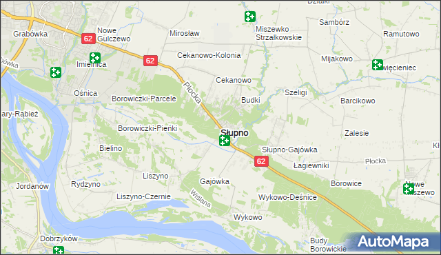 mapa Słupno powiat płocki, Słupno powiat płocki na mapie Targeo