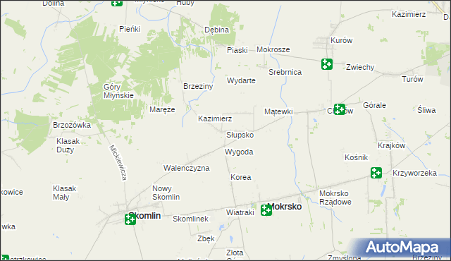 mapa Słupsko gmina Mokrsko, Słupsko gmina Mokrsko na mapie Targeo