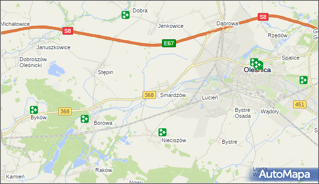 mapa Smardzów gmina Oleśnica, Smardzów gmina Oleśnica na mapie Targeo