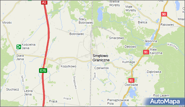 mapa Smętowo Graniczne, Smętowo Graniczne na mapie Targeo
