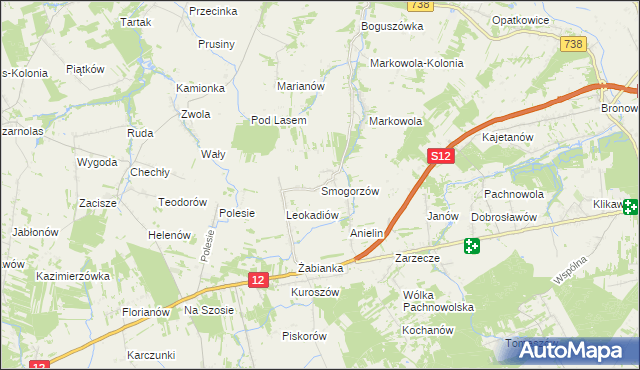 mapa Smogorzów gmina Puławy, Smogorzów gmina Puławy na mapie Targeo