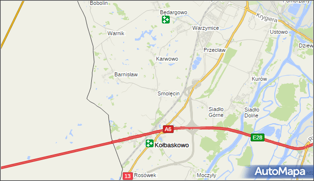 mapa Smolęcin gmina Kołbaskowo, Smolęcin gmina Kołbaskowo na mapie Targeo