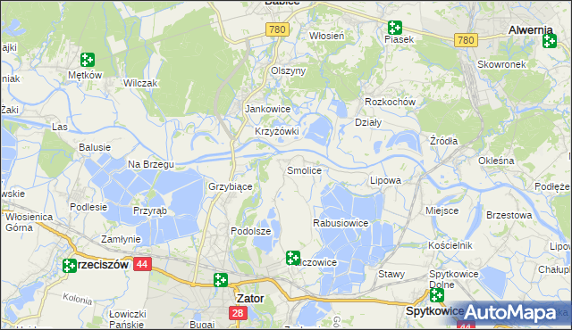 mapa Smolice gmina Zator, Smolice gmina Zator na mapie Targeo
