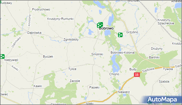 mapa Smolniki gmina Bobrowo, Smolniki gmina Bobrowo na mapie Targeo