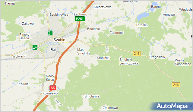 mapa Smolniki gmina Szubin, Smolniki gmina Szubin na mapie Targeo