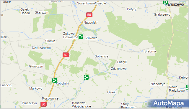 mapa Sobanice, Sobanice na mapie Targeo