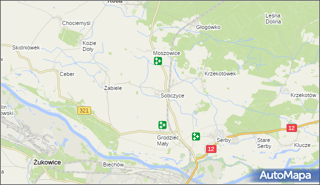 mapa Sobczyce, Sobczyce na mapie Targeo