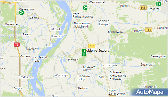 mapa Sobienie-Jeziory, Sobienie-Jeziory na mapie Targeo