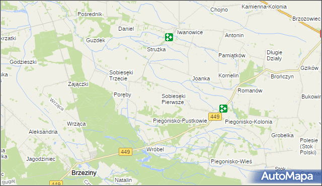 mapa Sobiesęki Pierwsze, Sobiesęki Pierwsze na mapie Targeo