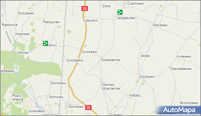 mapa Sobiesiernie gmina Września, Sobiesiernie gmina Września na mapie Targeo