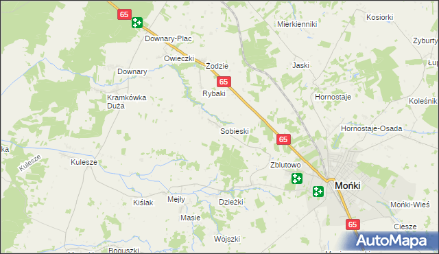 mapa Sobieski gmina Mońki, Sobieski gmina Mońki na mapie Targeo