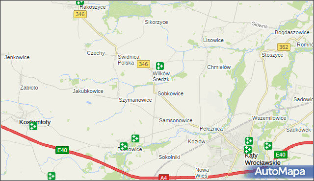 mapa Sobkowice, Sobkowice na mapie Targeo