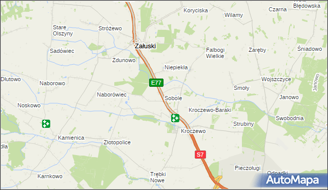 mapa Sobole gmina Załuski, Sobole gmina Załuski na mapie Targeo