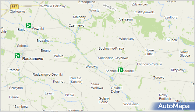 mapa Sochocino-Czyżewo, Sochocino-Czyżewo na mapie Targeo