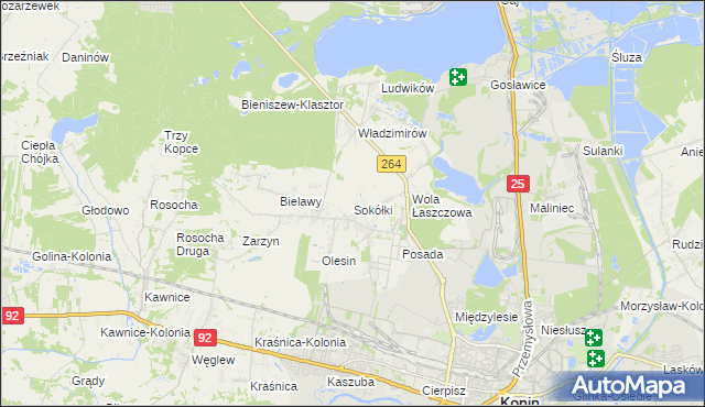 mapa Sokółki gmina Kazimierz Biskupi, Sokółki gmina Kazimierz Biskupi na mapie Targeo