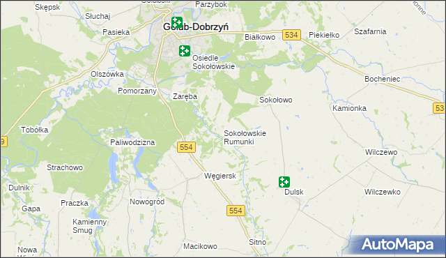 mapa Sokołowskie Rumunki, Sokołowskie Rumunki na mapie Targeo