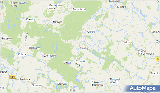 mapa Sokoły gmina Gołdap, Sokoły gmina Gołdap na mapie Targeo