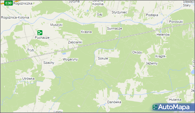 mapa Sokule gmina Drelów, Sokule gmina Drelów na mapie Targeo