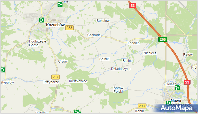 mapa Solniki gmina Kożuchów, Solniki gmina Kożuchów na mapie Targeo