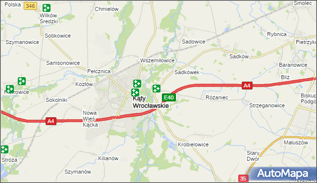 mapa Sośnica gmina Kąty Wrocławskie, Sośnica gmina Kąty Wrocławskie na mapie Targeo