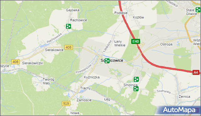 mapa Sośnicowice, Sośnicowice na mapie Targeo