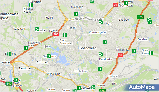 mapa Sosnowca, Sosnowiec na mapie Targeo