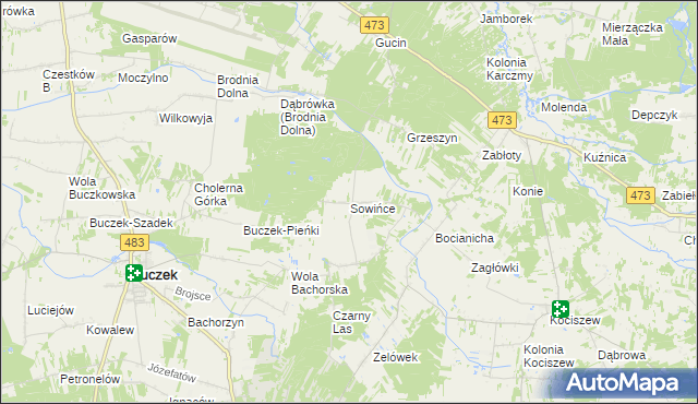 mapa Sowińce, Sowińce na mapie Targeo