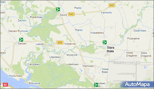 mapa Srebrna gmina Stara Biała, Srebrna gmina Stara Biała na mapie Targeo