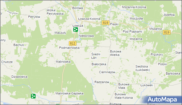 mapa Średni Łan, Średni Łan na mapie Targeo