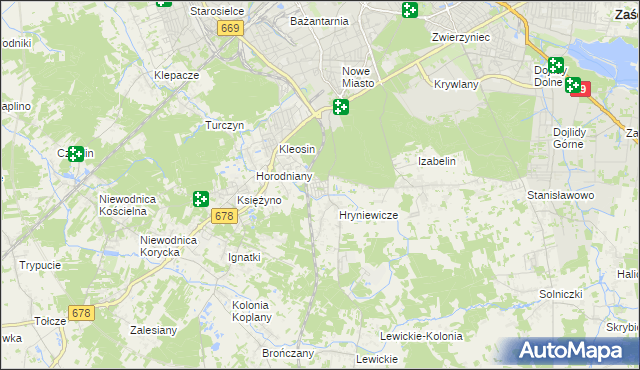 mapa Śródlesie gmina Juchnowiec Kościelny, Śródlesie gmina Juchnowiec Kościelny na mapie Targeo