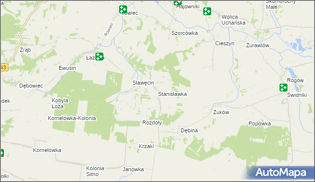 mapa Stanisławka gmina Sitno, Stanisławka gmina Sitno na mapie Targeo