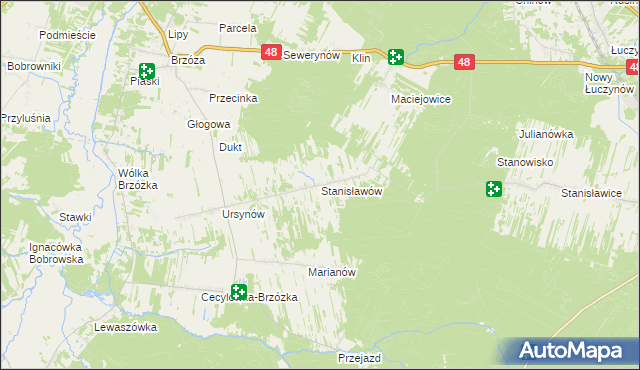 mapa Stanisławów gmina Głowaczów, Stanisławów gmina Głowaczów na mapie Targeo