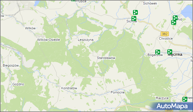 mapa Stanisławów gmina Męcinka, Stanisławów gmina Męcinka na mapie Targeo