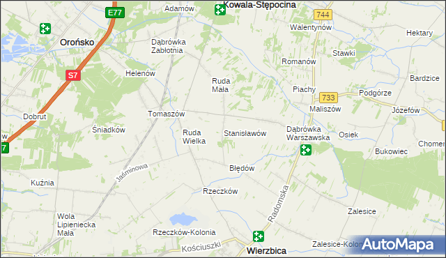 mapa Stanisławów gmina Wierzbica, Stanisławów gmina Wierzbica na mapie Targeo