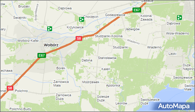 mapa Stanisławów gmina Wolbórz, Stanisławów gmina Wolbórz na mapie Targeo