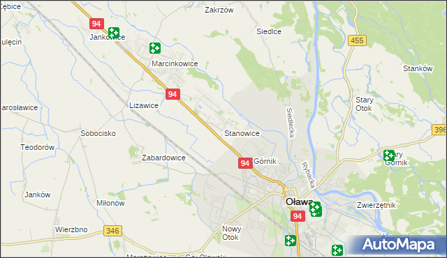 mapa Stanowice gmina Oława, Stanowice gmina Oława na mapie Targeo
