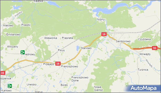 mapa Stanowo gmina Iława, Stanowo gmina Iława na mapie Targeo