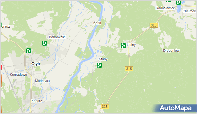 mapa Stany gmina Nowa Sól, Stany gmina Nowa Sól na mapie Targeo