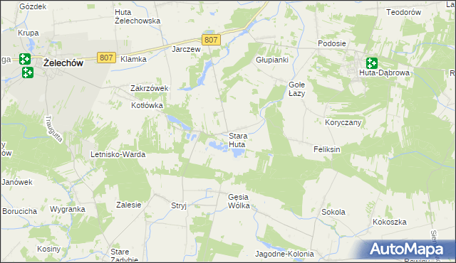 mapa Stara Huta gmina Wola Mysłowska, Stara Huta gmina Wola Mysłowska na mapie Targeo