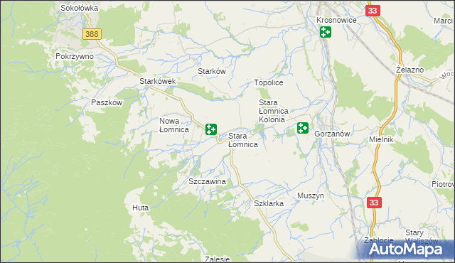 mapa Stara Łomnica, Stara Łomnica na mapie Targeo