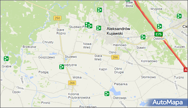 mapa Stara Wieś gmina Aleksandrów Kujawski, Stara Wieś gmina Aleksandrów Kujawski na mapie Targeo