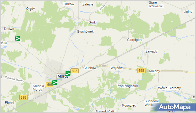 mapa Stara Wieś gmina Mordy, Stara Wieś gmina Mordy na mapie Targeo