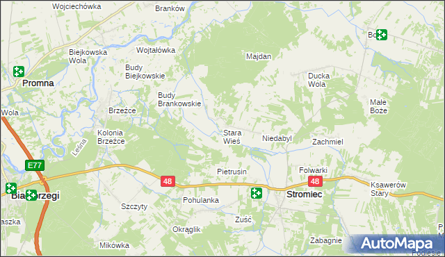 mapa Stara Wieś gmina Stromiec, Stara Wieś gmina Stromiec na mapie Targeo