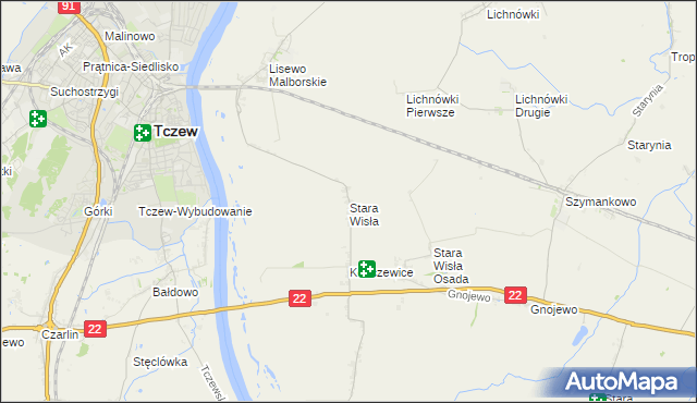 mapa Stara Wisła, Stara Wisła na mapie Targeo