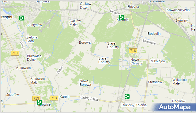 mapa Stare Chrusty gmina Rokiciny, Stare Chrusty gmina Rokiciny na mapie Targeo
